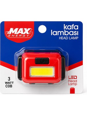 Zmax Energy MAX-3146 Kafa Lambası Fener 4.5V 3W Cob LED 120LÜMEN 3-Kademe Işık Ayarı- Flaşör Pilli - 12'li Paket