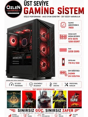 Özlen XL12 RYZEN 5 7600 RTX 5070 12GB 32GB DDR5 RAM 1TB M.2 SSD Üst Seviye Oyuncu Bilgisayarı