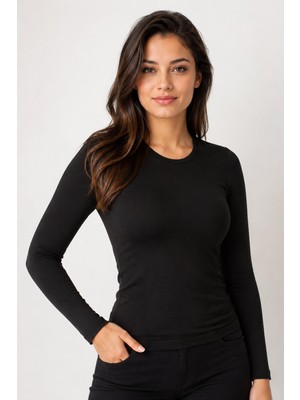 Yıldız Premium Seri Kadın Pamuklu Likralı Uzun Kollu Body/atlet/sweatshirt