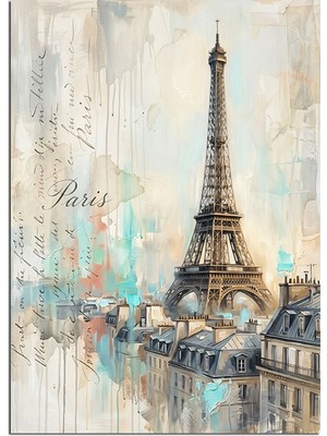Karizma Tablo Eyfel Kulesi ve Paris Manzarası Dekoratif Kanvas - Mdf Ahşap Tablo