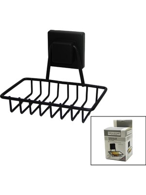 tp Buğz Siyah - Metal Katı Sabunluk Kare Güçlü Yapışkanlı 11X12.5X11CM BX40