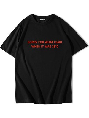 Brz Collection Unisex Oversize Sorry For What I Said When It Was 38°c T-Shirt Siyah