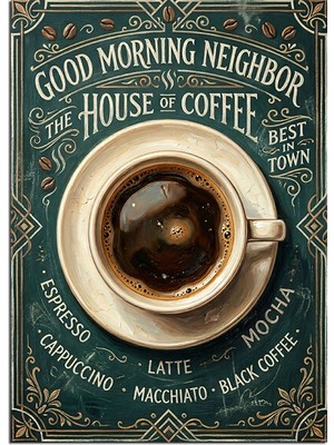 Tablomega Good Morning Kahve Vintage Poster Dekoratif Kanvas - Mdf Ahşap Tablo