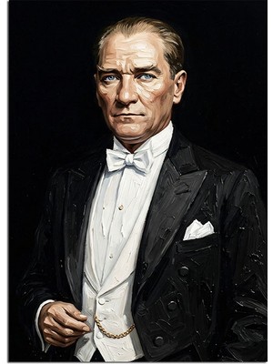 Tablomega Smokinli Atatürk Portresi Dekoratif Kanvas - Mdf Ahşap Tablo