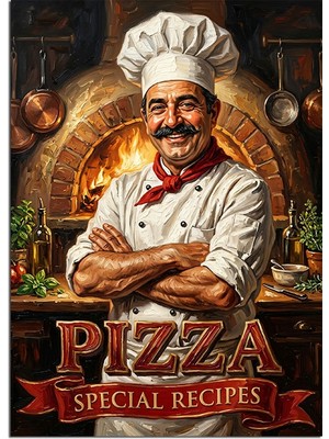 Tablomega Pizza Special Recipes Şef Posteri Dekoratif Kanvas - Mdf Ahşap Tablo