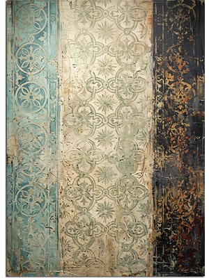 Tablomega Desenli Vintage Duvar Kağıdı Dekoratif Kanvas - Mdf Ahşap Tablo