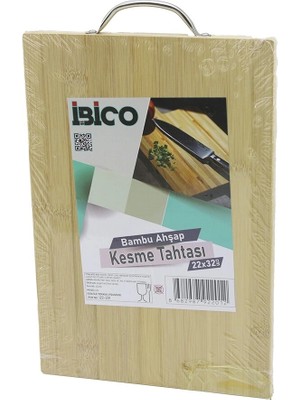 tp Buğz 22X32 x 1.7cm Lux Ahşap Bambu Kesim Panosu - Kesme Tahtası Metal Kulplu BX40