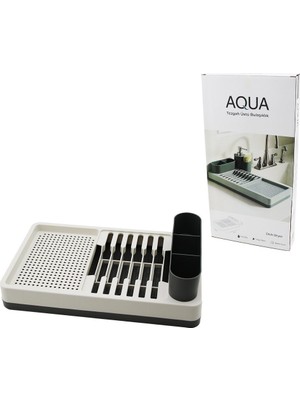 Omaş Aqua OM-0848 Tezgah Üstü Bulaşıklık 26X42X12CM Sade Gri Tabaklık Kaşıklık - 6'li Paket