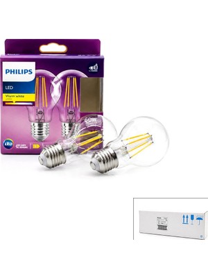 Philips Phılıps CODE-777739 00 Lamba 7W 60W 2 Adet 806 Lumen E27 Cam Gövde Gold Color LED Filament - 6'li Paket