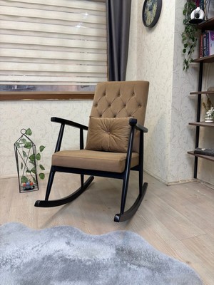 Asedia Trend Kahverengi Kapitoneli Sallanan Sandalye | Tekli Koltuk | Dinlenme Koltuğu