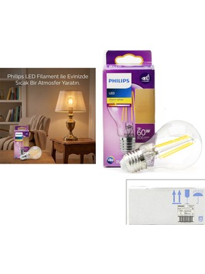 Philips Phılıps CODE-777579 00 Lamba 7W 60W 806 Lumen E27 Cam Gövde Gold Color LED Filament Rustik Ampul - 4'li Paket