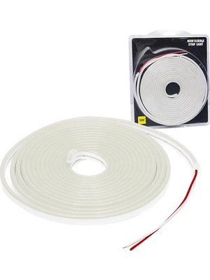 Powermaster PM-19652 Silikon Kaplamalı 12 Volt 5 Metre Beyaz Neon LED Şerit Aydınlatma