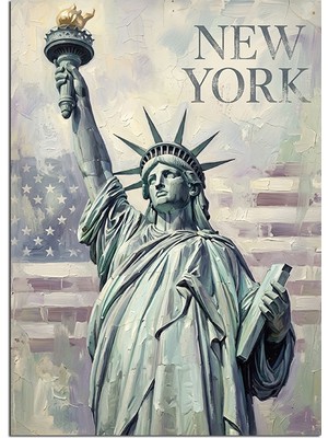 Tablomega New York Özgürlük Anıtı Tablosu Dekoratif Kanvas - Mdf Ahşap Tablo