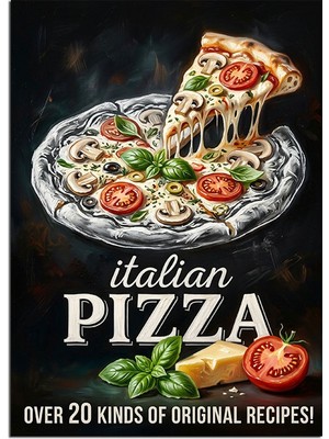 Tablomega Italian Pizza Dilimli Peynirli Poster Dekoratif Kanvas - Mdf Ahşap Tablo