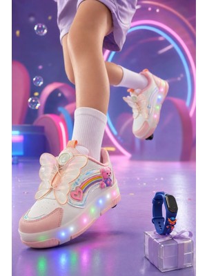 Muggo Colourful Çocuk Işıklı Patenli Tekerlekli Sneaker Spor Ayakkabı
