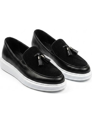 ZRN002 Premium Günlük Erkek Loafer Siyah Beyaz