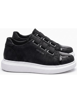 Zerenyus Latakia Premium Lastikli Erkek Günlük Sneaker Siyah Beyaz