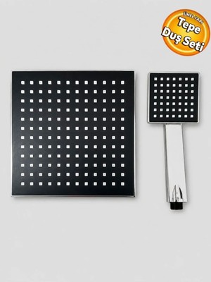 Cmc Tools CMC006 Tek Fonksiyonlu Siyah Kare Duş Başlığı Kare Başlık ve Duş Başlığı Siyah Set