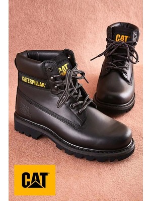 Caterpillar Hakiki Deri Günlük Kauçuk Kaydırmaz Taban Outdoor Kışlık Bot