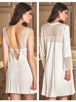 Yeni Jeremi 2654 Çeyizlik İkili Cotton Gecelik Sabahlık Takım