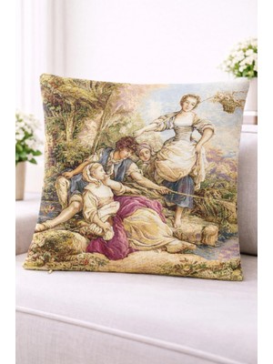 Carla Loren-33 Çift Yön Desen Goblen Dekoratif Yastık Kılıfı 45X45