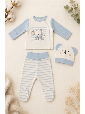 Beniizle Ayıcık Baskılı 3'lü Bebek Hastane Çıkış Set