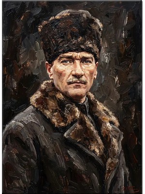 Bedeko Kalpaklı ve Karizmatik Atatürk Portresi Mdf Ahşap Tablo