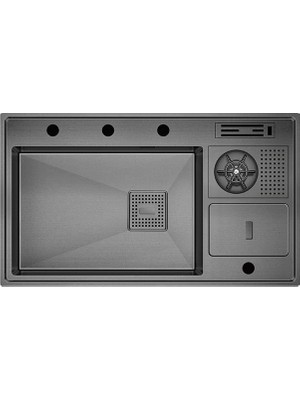 Crauf Lusso 1072 86CM Pvd Füme Mutfak Evyesi
