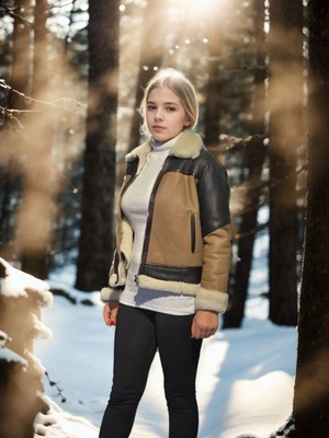 Velmora Fashion Kadın Premium Doğal Uzun Kollu Yakalı Kürk - Kahve