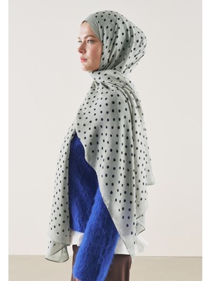 Fresh Scarfs Small Polka Dots Desen Rami Şal Gri