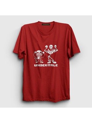 Presmono Unisex Kırmızı Sans Papyrus Undertale T-Shirt