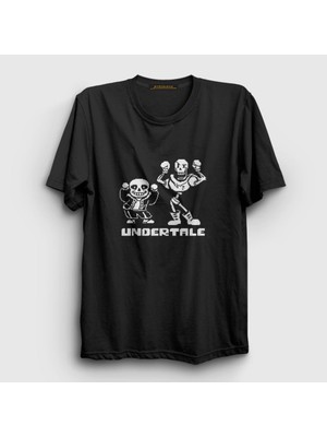 Presmono Unisex Siyah Sans Papyrus Undertale T-Shirt