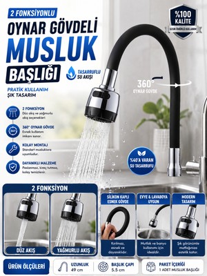 Ufak Tefek Şeyler Renkli 2 Fonksiyonlu Oynar Gövdeli Tasarruflu Su Musluk Başlığı