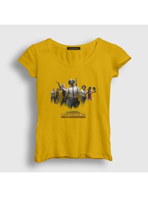 Presmono Kadın Sarı Team Pubg T-Shirt