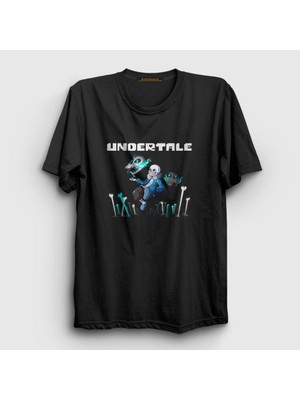 Presmono Unisex Siyah Bones Undertale T-Shirt