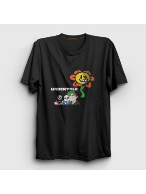 Presmono Unisex Siyah Flowey Undertale T-Shirt