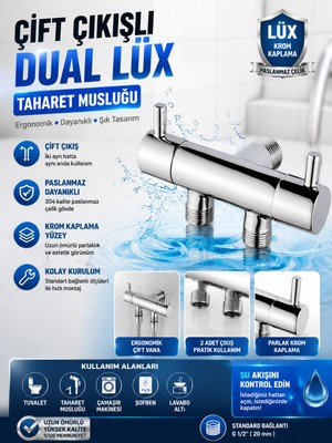 Ufak Tefek Şeyler Çift Çıkışlı Dual Lüx Taharet Musluğu Krom Malzeme ile Ergonomik Tasarım