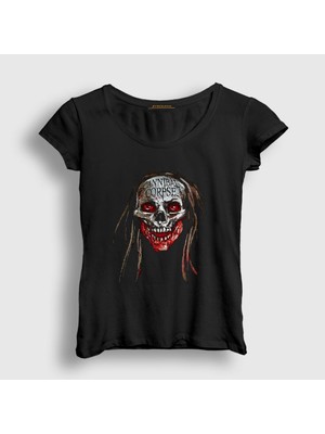 Presmono Kadın Siyah Skull Cannibal Corpse T-Shirt