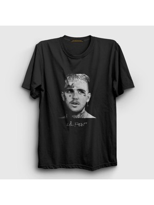 Presmono Unisex Siyah Portrait Lil Peep T-Shirt