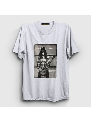 Presmono Unisex Beyaz Amps Guns N' Roses Slash T-Shirt