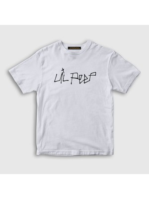 Presmono Unisex Çocuk Beyaz Logo Lil Peep T-Shirt