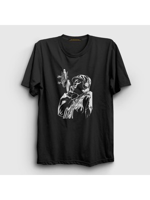 Presmono Unisex Siyah Mic The Notorious BIG T-Shirt