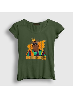 Presmono Kadın Haki King The Notorious BIG T-Shirt