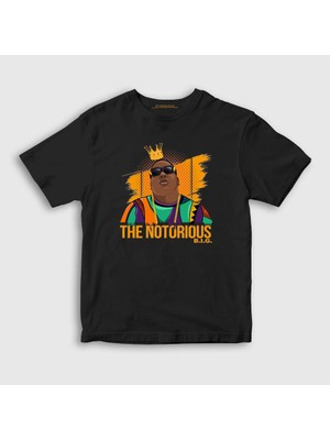 Presmono Unisex Çocuk Siyah King The Notorious BIG T-Shirt