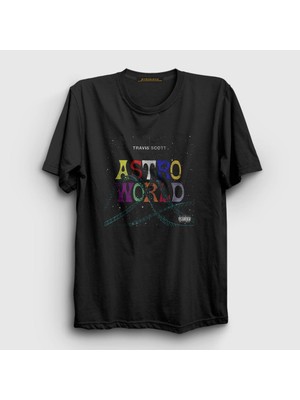 Presmono Unisex Siyah Roller Coaster Astroworld Travis Scott T-Shirt