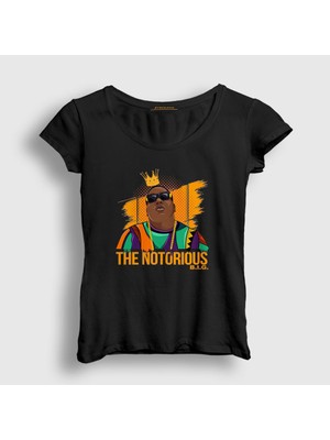 Presmono Kadın Siyah King The Notorious BIG T-Shirt