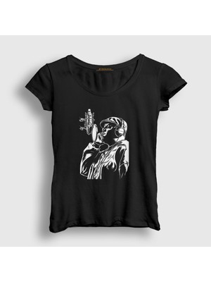 Presmono Kadın Siyah Mic The Notorious BIG T-Shirt