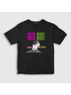 Presmono Unisex Çocuk Siyah Sky Astroworld Travis Scott T-Shirt