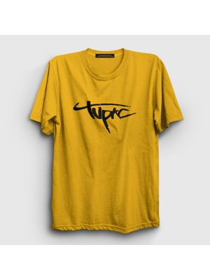 Presmono Unisex Sarı Logo Tupac Shakur T-Shirt