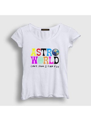 Presmono Kadın Beyaz Astroworld V3 Travis Scott T-Shirt
